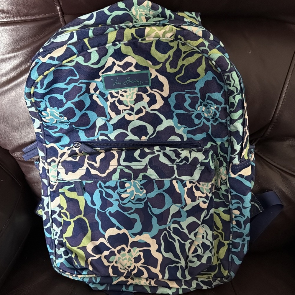 Vera Bradley Katalina Blues Campus Backpack Large Water Resistant 17"